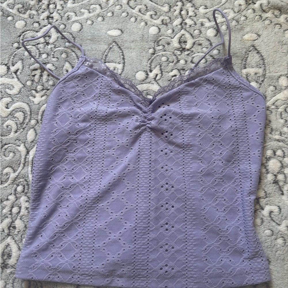 SHEIN Lavender Eyelet Lace Crop Top